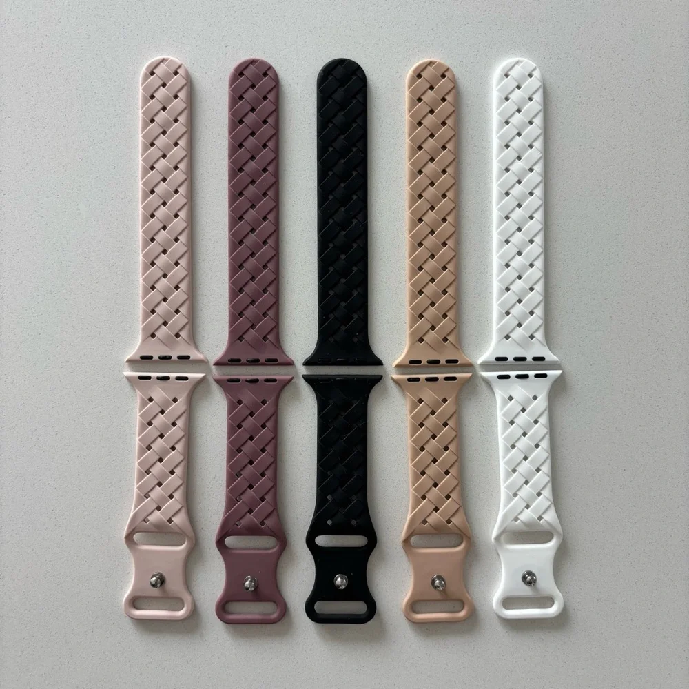 38/40/41 MM nude pink woven Apple Watch silicone band